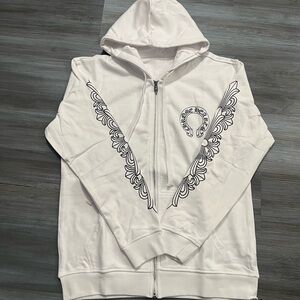 White Zip Up Chrome Hearts Hoodie Size M